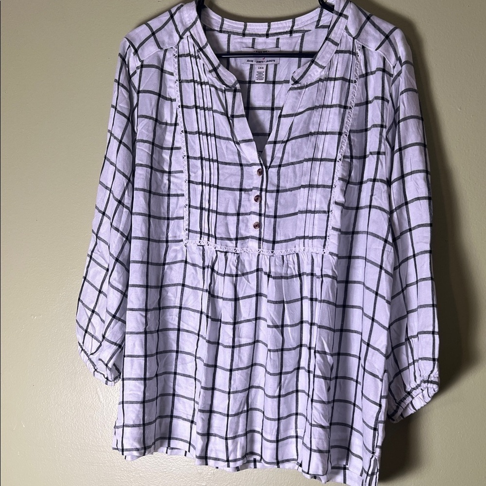 Wrangler Black and White Grid Blouse size Large